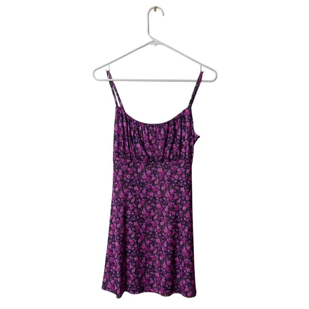 Topshop Pink Floral Mini Slip Dress UK 6 US 2 Lightweight Polyester Blend